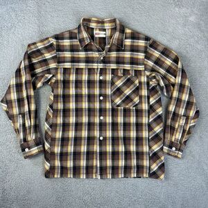 Edwin Flannel Shirt Mens Medium Brown Plaid‎ Button Up Cabincore Campcore Skater